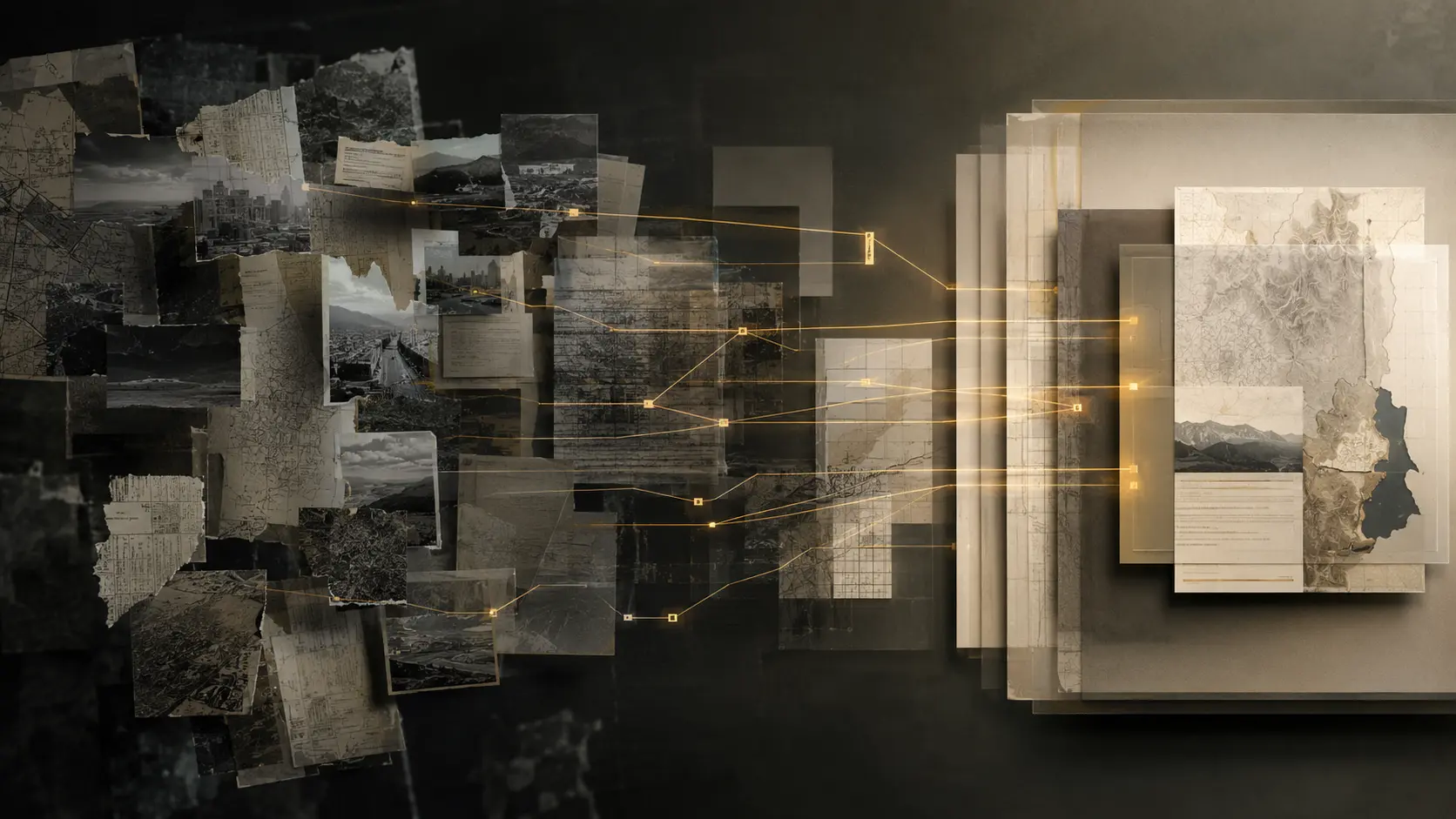 Fragmented information being methodically connected into a coherent analytical picture